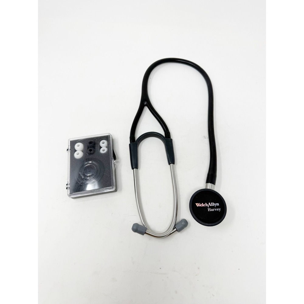 Welch Allyn Harvey Tycos Stethoscope Black Dual Head Made in USA with Extras